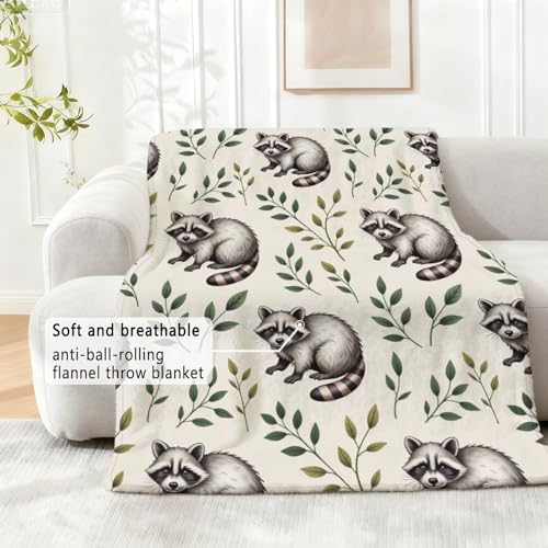 Raccoon Pattern Blanket, Cute Animal Flannel Throw Blanket for Couch Bed Or Chair, Luxury Lightweight Comfy Blankets Home Decor Gift(1)(2)(3) 40x50in(100 * 125cm) - color: Style-2, size: 40x50in(100*125cm)