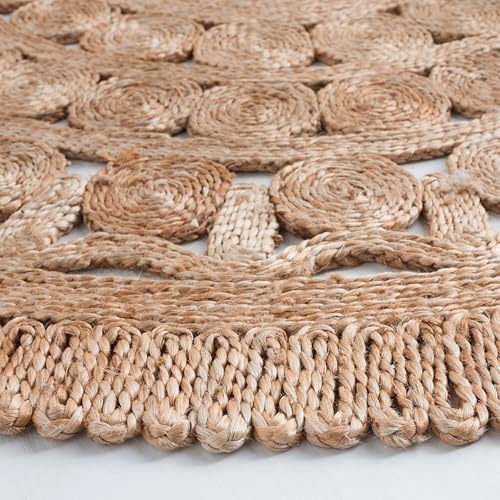 SAFAVIEH Natural Fiber Collection Area Rug - 5' Round, Natural, Farmhouse Jute Design, Ideal for High Traffic Areas in Living Room, Bedroom (NF174A) - color: Natural, size: 5' (Round)