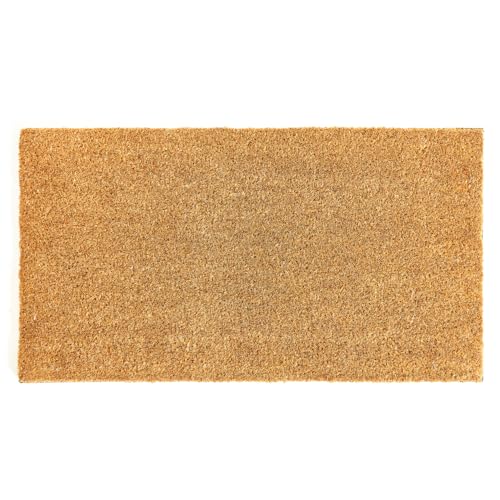 KANKUN Coco Coir Door Mat with Heavy Duty Backing, Welcome Doormat (17" x 30"), Doormat Entrance (Plain - 1Pack) - color: Plain - 1pack