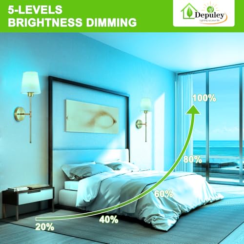 Depuley Battery Operated Wall Sconce: Set of 2 Wireless Wall Lights with 10000mAh Dimmable Bulbs and Remote for Bedroom - Rechargeable 15 Colors Gold Wall Lamp for Living Room Hallway - color: Gold, size: 24 Inch Set of 2