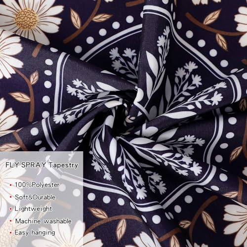 FLY SPRAY Mandala Tapestry Aesthetic,Boho Tapestries Wall Hanging,Dark Rose Floral Medallion Tapestrys,Bohemian Wall Art Hippie Decor for Bedroom Living Room Ceiling - color: Boho Tapestry-Navy Blue, size: 60"L x 52"W