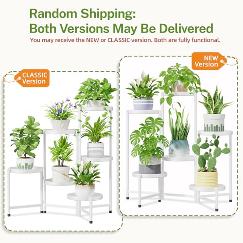 iDavosic.ly 6 Tier Large Plant Stand Indoor with 10 Inch Wide Tray, Tiered Corner Metal Outdoor Flower Display Holder Shelf, Folding Tall Rack for Patio Porch Living Room, White - color: White, size: 6 Tiers