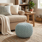 BIRDROCK HOME Round Pouf Ottoman Foot Rest - 18.5”x18.5”x15” Boho Compact Comfortable Soft Cotton Braided Foot Stool with Bean Bag Filling for Living Room, Bedroom, or Nursery (Sage Green) - color: Sage Green