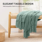 RECYCO Throw Blanket Soft Cozy Chenille Throw Blanket with Fringe Tassel for Couch Sofa Chair Bed Living Room Gift (Sage, 60" x 80") - color: Sage, size: 60'' X 80''