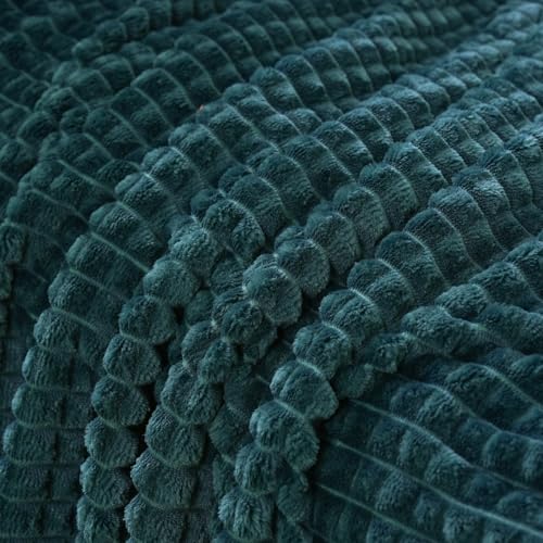 Puncuntex Flannel Fleece Throw Blanket Dusty Blue 50"×60",Super Soft Plush Cozy Blanket with Square Grid Design Luxury for Couch Sofa Chair - color: Dusty Blue, size: 50"×60"