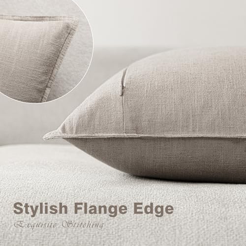 Foindtower Set of 2, Decorative Linen Solid Throw Pillow Covers Soft Accent Cushion Euro Case Boho Farmhouse Pillowcase for Chair Couch Sofa Bedroom Living Room Home Decor 16 x 16 Inch Natural Linen - color: Natural Linen, size: 16" x 16" (Pack of 2)