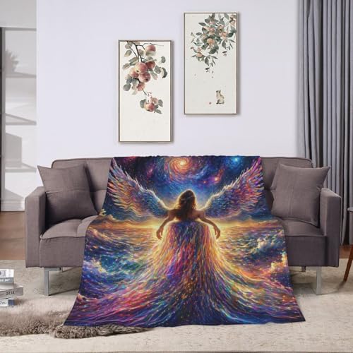 Angel Wings Blanket Gifts for Women Kids, Dreamy Mystical Flannel Blankets, Warm Cozy Soft Throw for Bedroom, Camping, Couch, Decor 60x80 in - color: Angel, size: 60"x80"