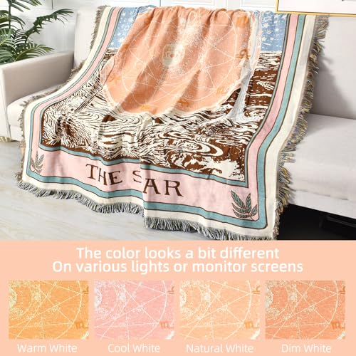 Boho Throw Blanket Reversible Cotton Bohemian Tapestry Hippie Room Decor Double Sided (Boho The Star 50"x60") - color: Boho the Star, size: 50*60 inch