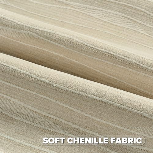 FUTEI Pack of 2 Dyeing Chenille Throw Pillow Covers 20x20 Inch Soft Line Textured Decorative Cushion Cases Modern Farmhouse Accent for Couch Living Room, Dyeing Beige - color: Dyeing Beige, size: 20" x 20" (Pack of 2)