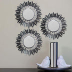 Northlight Set of 3 Floral Sunburst Brushed Silver Round Mirrors 9.5"