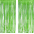 Lime Green Streamers Party Backdrop - GREATRIL Tinsel Curtain for St Patrick's Day/Frog/Wizard - 3.2ft X 8.2ft - 2 Packs - color: Lime Green