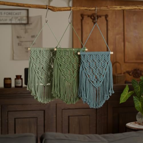 Small Macrame Wall Hanging Decor Boho Tapestry for Bedroom Living Room Dorm Nursery and Office, Cute Aesthetic Wall Art for Small Spaces for Teen Girls and Home Decor (Light Blue, 16*10 Inch) - color: Light Blue