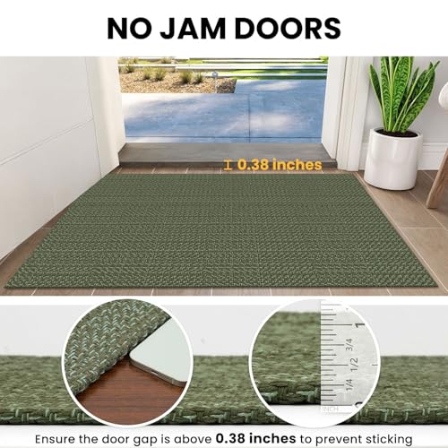 IOHOUZE Washable Runner Rug 2x5 Non Slip Runners for Hallways Entryway Runner Indoor, Kitchen Throw Rug Woven Cotton Floor Carpet for Hall Entrance Bedroom, Olive Green/Dusty Green - color: Olive Green/Dusty Green, size: 2' x 5' (Runner)