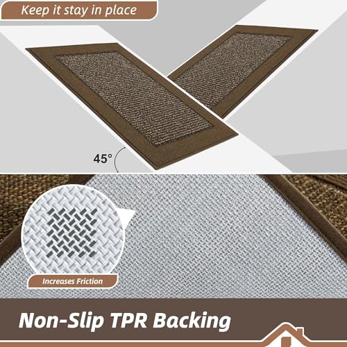 BEQHAUSE Indoor Door Mat 20" x 32", Dirt Trapper Door Mats Non-Slip Entryway Rugs Washable, Trap Dirt Absorbent Welcome Mat, Low Profile Floor Mats for Front Back Door and Entryway, Brown - color: Brown, size: 20" X 32" (Rectangular)