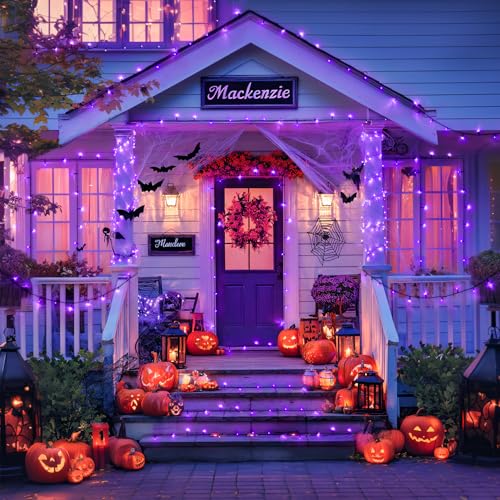 JMEXSUSS 2 Pack Solar String Lights Outdoor Waterproof, Total 66 FT 200 LED Solar Christmas Lights Outdoor, Twinkle Light for Christmas Tree Outside Garden Yard Xmas Decor, Purple - color: Purple, size: 100LED*2