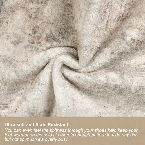 Capslpad 3x10 Beige Abstract Hallway Runner, Ultra Soft Fabric Washable Runner Rug, Non-Slip Rubber Backing, Stain Resistant Low Pile Runners for Hallways, Kitchen, Entryway, Bedroom - color: Beige, size: 3' x 10' (Runner)