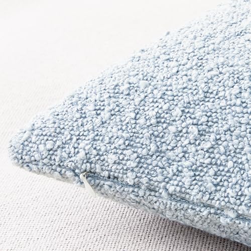 Mixhug Decorative Boucle Throw Pillow Covers, Light Blue, 18 x 18 Inches, Pack of 2 - Textured Boho Pillow Covers for Couch and Bed - color: Light Blue, size: 18" x 18" (Pack of 2)