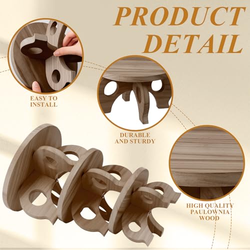 Threehoney 3 Pcs Plant Stand Indoor 8/9/11" Round Wood Plant Stands Outdoor Round Risers Decorative Wooden Stool for Flowers Pedestal Board Holder for Rustic Balcony Garden Decor (Walnut Color,Low) - color: Walnut Color
