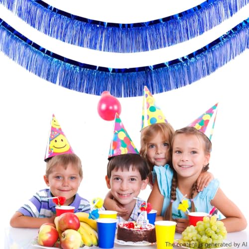 6 Packs 10 Feet Foil Fringe Garland Metallic Foil Tinsel Fringe Garland Wall Hanging Fringe Banner for Parade Floats, Wedding, Christmas，Birthday Party Halloween Decor (Blue) - color: Foil Fringe Garland-blue