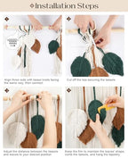 Tempospark Large Macrame Wall Hanging, 39" Wx29 L Boho Wall Hanging, Boho Chic Leaves Tassels Tapestry for Bedroom, Living Room, Dining Room, Nursery, Hallway, Balcony - color: Golden Wheat, size: 29"L x 39"W
