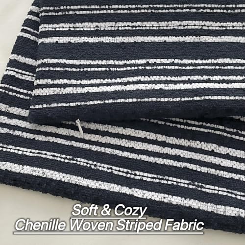 Slow Cow Boho Chenille Textured Woven Stripe Throw Pillow Covers 18 x18 Decorative Cushion Cover Pillow Cover Chenille Pillow Case Navy Blue - color: Navy, size: 18" x 18" (Pack of 1)