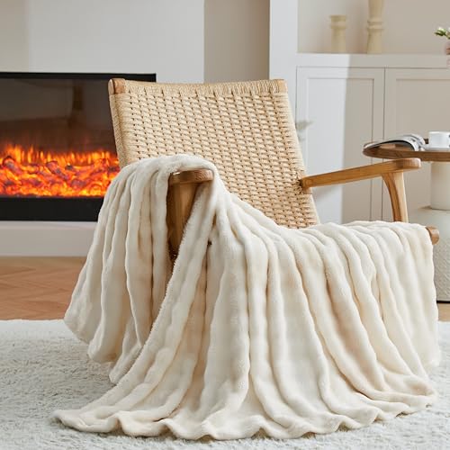 3D Bubble Plush Blanket Textured Fleece Throw Soft Warm Cozy Blanket Couch Bed Tie Dye Beige 50x60 Inches - color: Sand Beige, size: Throw(50"x60"）