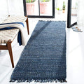 SAFAVIEH Natural Fiber Collection Runner Rug - 2'6" x 6', Navy, Handmade Boho Fringe Woven Jute, Ideal for High Traffic Areas in Living Room, Bedroom (NF368N) - color: Navy, size: 2'6" x 6' (Runner)