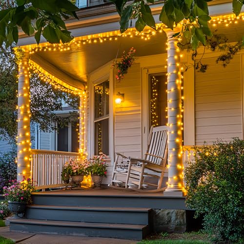 JMEXSUSS 2 Pack Solar String Lights Outdoor Waterproof, Total 66 FT 200 LED Solar Christmas Lights Outdoor, Twinkle Light for Christmas Tree Outside Garden Yard Xmas Decor, Warm White - color: Warm White, size: 100LED*2