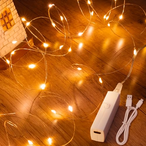 Lakumu 16FT(5M) Orange Fairy Lights, Rechargeable Battery Operated Mini LED String Lights with Timer, 8 Modes Waterproof Twinkle Lights for Bedroom Christmas Wedding Vine Centerpiece Table Decor - color: Orange, size: 16FT
