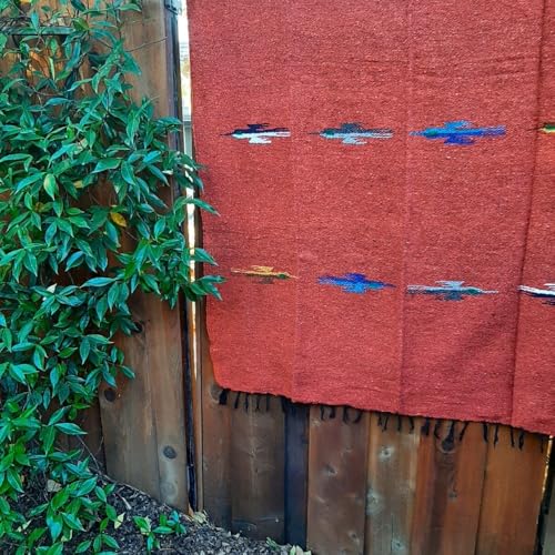 Open Road Goods Mexican Thunderbird Yoga Blanket, Handwoven Throw for Yoga, Meditation, and Home Décor – Versatile Blanket for Beach, Picnic, Camping, or Outdoor Use - color: Red Earth