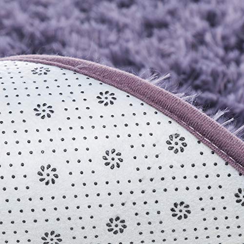 junovo Ultra Soft Washable Shaggy Rug - Non-Slip Oval Carpet for Nursery, Kids Bedroom & Home Decor (2.6x5.3ft Gray-Purple) | Plush Fluffy Floor Mat for Cozy Living Spaces - color: Grey-purple, size: 2.6' x 5.3'
