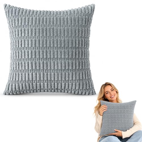 Chunky Knit Pillow Covers for Couch, Textured Cushion Cases for Sofa and Bed, Decorative Pillow Covers - color: Dark Gray Corn Kernels Pillowcase