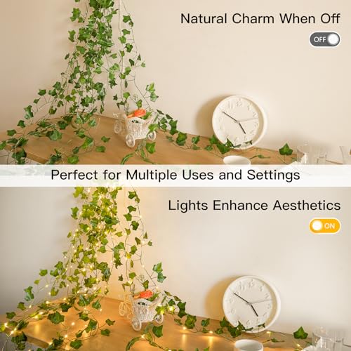 suddus Vine with Fairy Lights Battery Operated, 33ft 100 LED Ivy String Lights with Remote, Leaf Lights for Bedroom, Room, Wall, Garden, Party, Wedding Dorm Decor (Warm White) - color: IVY, size: 100 LED-Battery-Copper