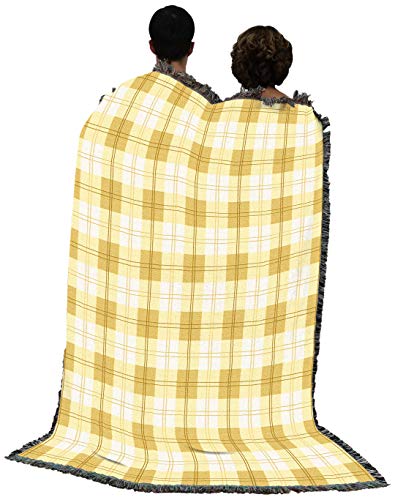 Pure Country Weavers Lemon Plaid Blanket - Gift Tapestry Throw Woven from Cotton - Made in the USA (72x54) - color: Lemon