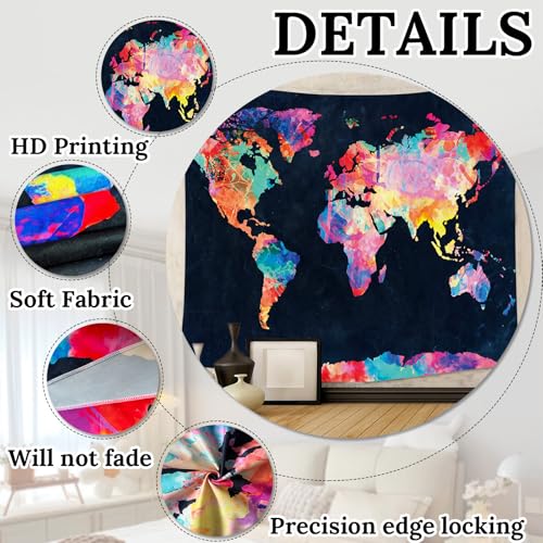 World Map Watercolor Tapestry Wall Hanging for Bedroom Living Room Travel Decor - color: World Map, size: 59.1"L x 51.2"W