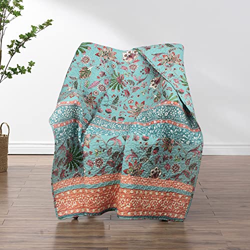 Greenland Home Barefoot Bungalow Audrey Throw Blanket, 50 x 60-inch, Turquoise - color: Turquoise