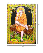 Sai Baba batik sequin Cotton Wall Hanging Painting : Size 43"x30" Inches - color: Sai baba