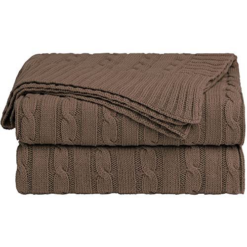 uxcell Cotton Cable Knit Throw Blanket Soft Throw Couch Covers Decors Knitted Blankets for Sofa Bed, Russet Throw(47" x 70") - color: Russet, size: Throw (47" *78")