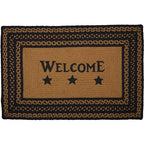 VHC Brands Farmhouse Jute Rectangular Stencil Stars Rug with Welcome Stencil 20x30 Country Braided Flooring, Country Black and Tan - size: 20" x 30" (Rectangular) Welcome