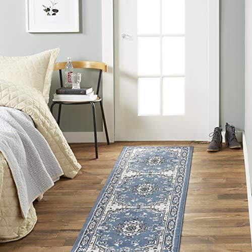 Home Dynamix Premium Sakarya Traditional Medallion Border Area Rug, Midnight Blue, 1'9"x7'2" Runner - color: Blue/Ivory, size: 1'9" x 7'2" (Runner)