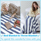 Vikumond Oversized Turkish Beach Towel Blanket XXL Cotton Sandproof Towels Boho Woven Extra Large Big Sand Free Giant Throw Blankets Huge Quilt XL Picnic Camping Necessities Cloud for Adult Gifts - color: Z Udarkblue Vertical Stripe, size: Xxxl(88x82 In,2