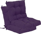 QILLOWAY Outdoor Seat/Back Chair Cushion Tufted Pillow, Spring/Summer Seasonal Replacement Cushions - Set of 2 (Purple)