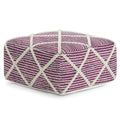 SIMPLIHOME Cowan Contemporary Square Pouf in Magenta and Natural Handloom Woven for the Living Room, Bedroom and Kids Room - color: Magenta and Natural, style: Wool Pouf
