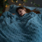 NEWCOSPLAY Super Soft King Blanket Blue Premium Silky Flannel Fleece 3D Checkered Lightweight Bed Blanket All Season Use (Blue Checkered, King(90"x110")) - color: Blue Checkered, size: King(90"x110")