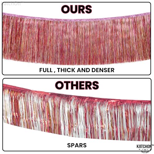 KatchOn, XtraLarge Pink Fringe Banner - 6.5 Ft,Pack of 2 | Fringe Garland, Pink Streamers for Birthday,Gender Reveal, Bachelorette Party Decorations | Flamingo Party Decorations - color: Gold and Pink