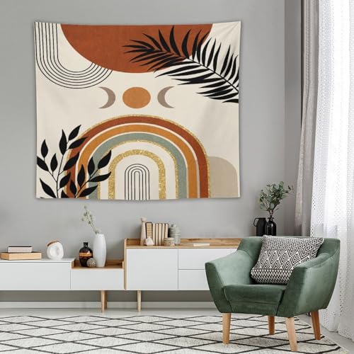Boho Leaf Tapestry,Bohemian Mid Century Palm Tropical Leaf Abstract Modern Minimalism Geometric Wall Hanging Neutral Home Decor Art for Living Room Bedroom Dorm 40"x30" - color: Boho Leaf-10, size: W40xL30in