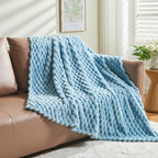 NEWCOSPLAY Super Soft Throw Blanket Blue Premium Silky Flannel Fleece 3D Clouds Stylish Jacquard Lightweight Bed Blanket All Season Use 350GSM (Blue, Throw(50"x60")) - color: Blue, size: Throw(50"x60")