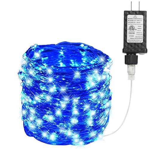 Joomer Fairy String Lights 33FT 100 LEDs Plug in Fairy Lights Indoor Copper Wire String Light DIY for Bedroom, Parties, Wedding, Christmas, Outdoor, Indoor Decoration (Blue, Non-Connectable) - color: Blue, size: 100led