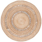 SAFAVIEH Natural Fiber Collection Area Rug - 5' Round, Natural, Handmade Boho Country Charm Jute, Ideal for High Traffic Areas in Living Room, Bedroom (NFB254A) - size: 5' (Round)