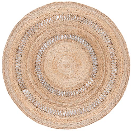 SAFAVIEH Natural Fiber Collection Area Rug - 6' Round, Natural, Handmade Boho Country Charm Jute, Ideal for High Traffic Areas in Living Room, Bedroom (NFB254A) - size: 6' (Round)